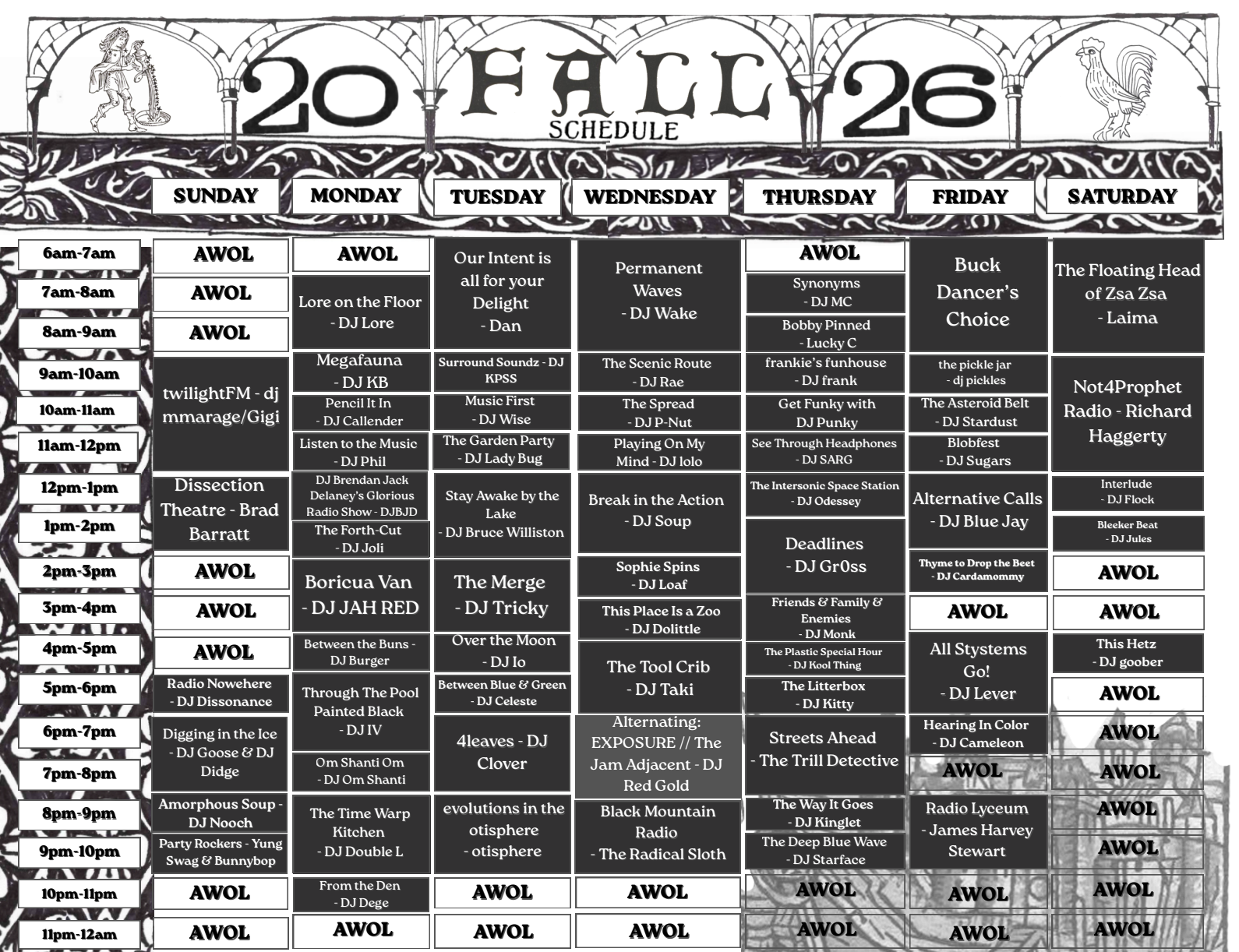 2026 Fall Schedule (click here to view)